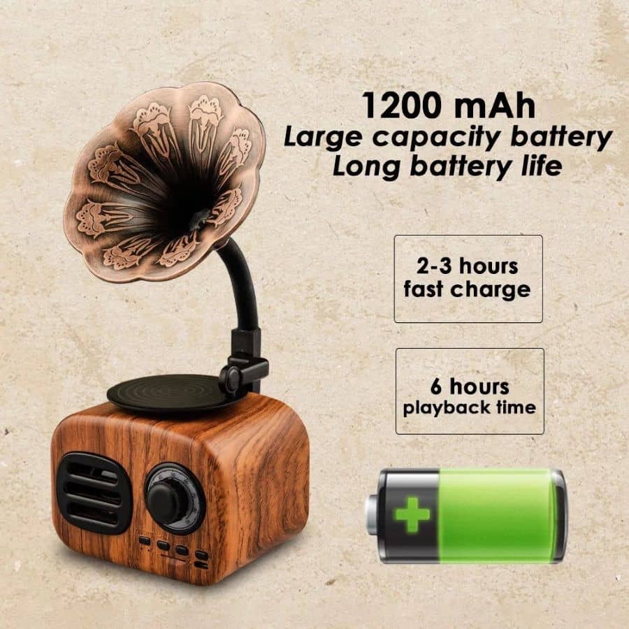 Mini Retro Phonograph Bluetooth Speaker Free Shipping and 30-Day